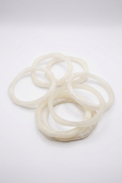 Resin Bangle - White Sands - Irregular skinny round