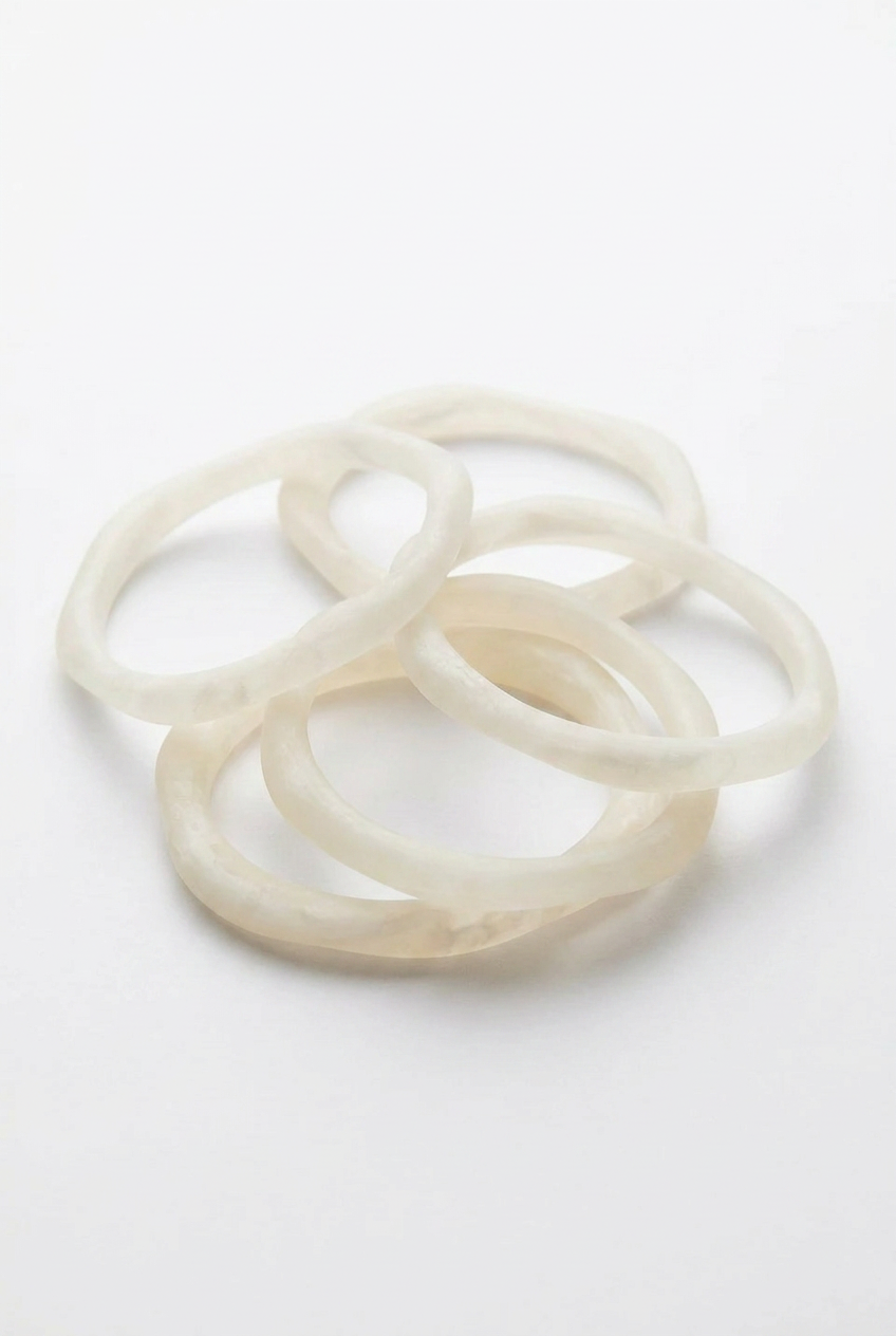 Resin Bangle - White Sands - Irregular skinny round