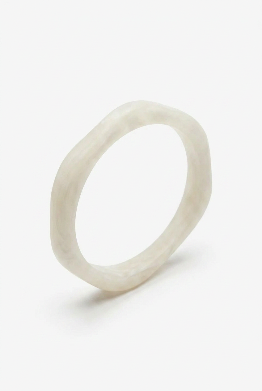 Resin Bangle - White Sands - Irregular skinny round
