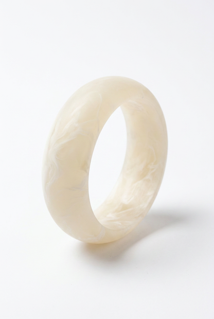Resin Bangle - White Sands - Round Radiused