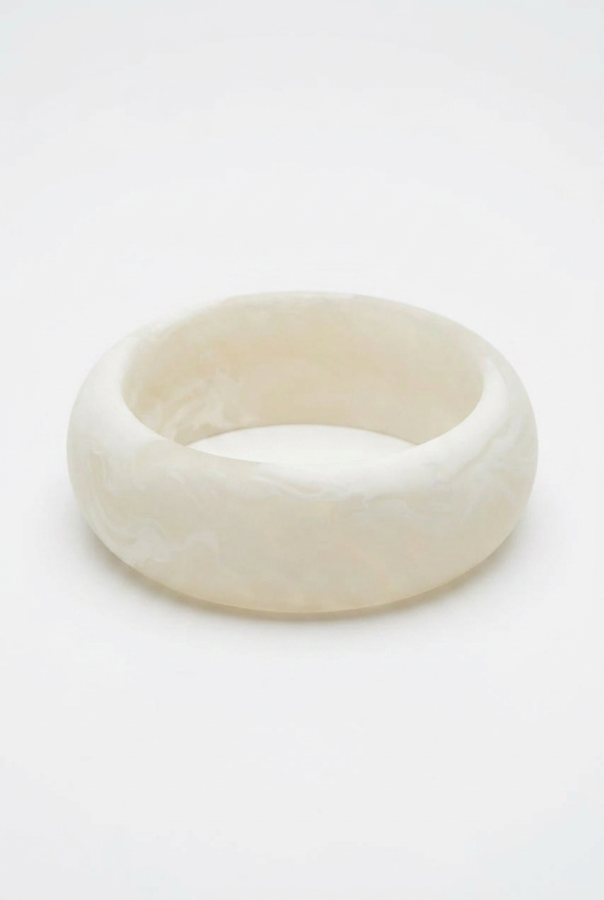 Resin Bangle - White Sands - Round Radiused