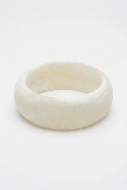 Resin Bangle - White Sands - Round Radiused