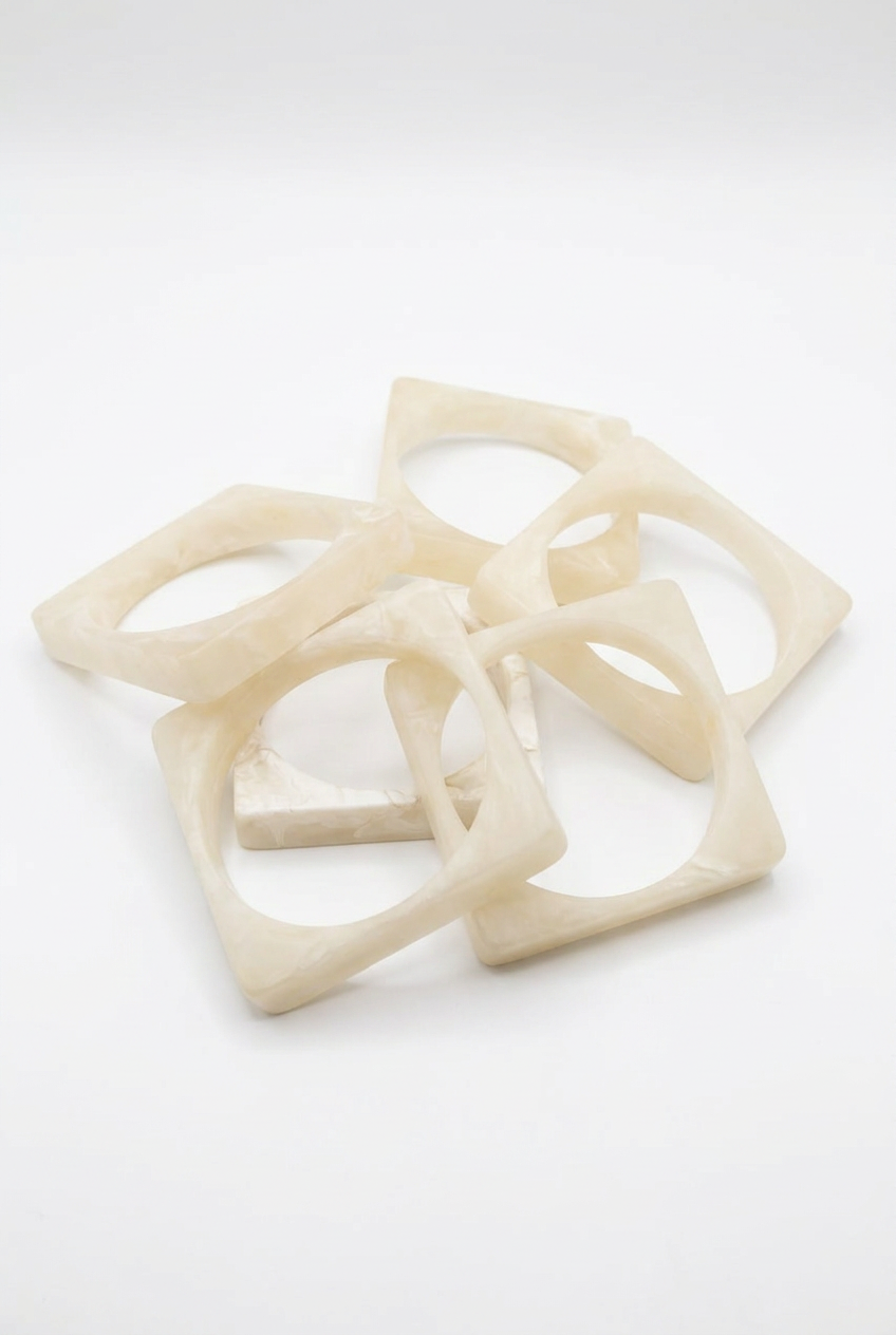 Resin Bangle - White Sands - Square