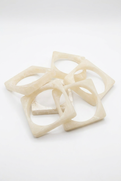 Resin Bangle - White Sands - Square