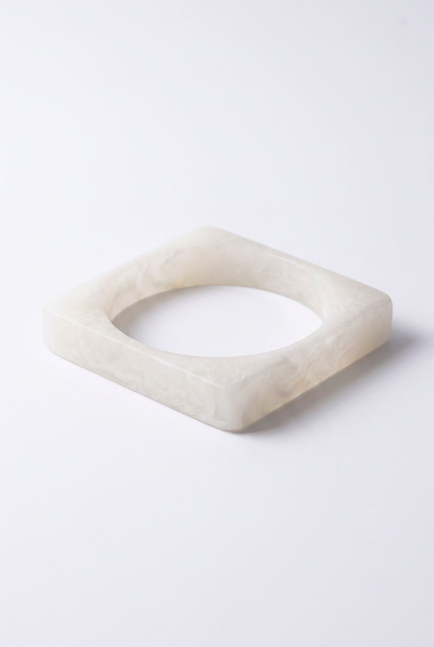 Resin Bangle - White Sands - Square