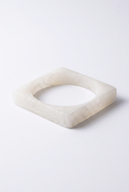 Resin Bangle - White Sands - Square