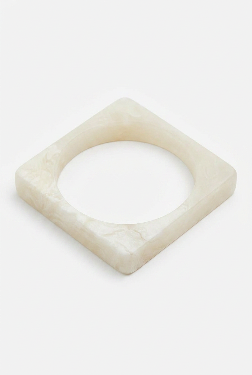 Resin Bangle - White Sands - Square