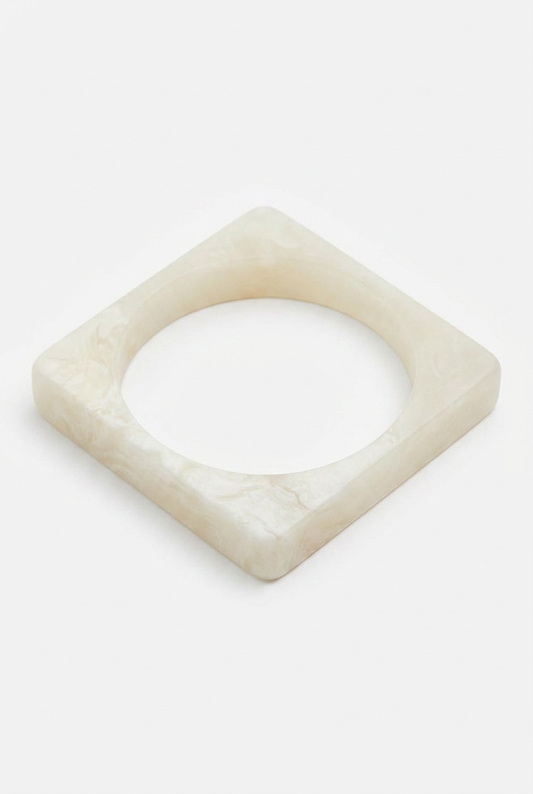 Resin Bangle - White Sands - Square