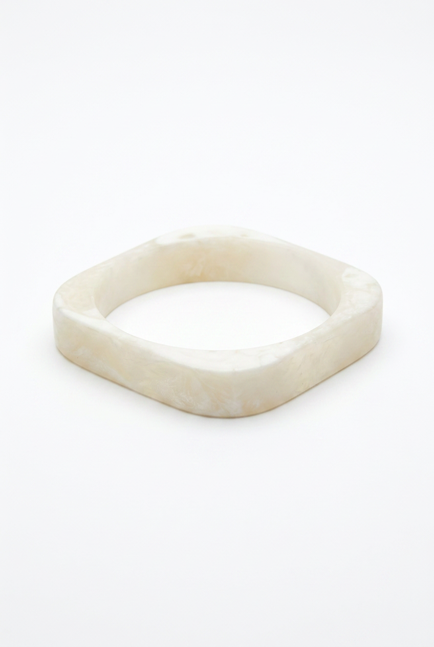 Resin Bangle - White Sands - Square Radiused