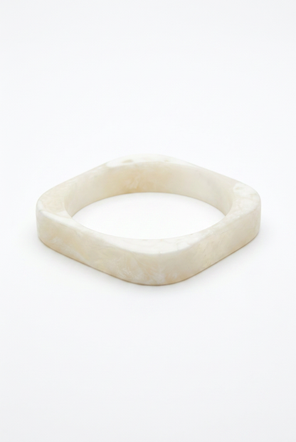 Resin Bangle - White Sands - Square Radiused