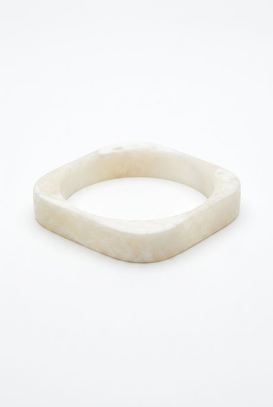 Resin Bangle - White Sands - Square Radiused