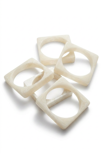 Resin Bangle - White Sands - Square Radiused